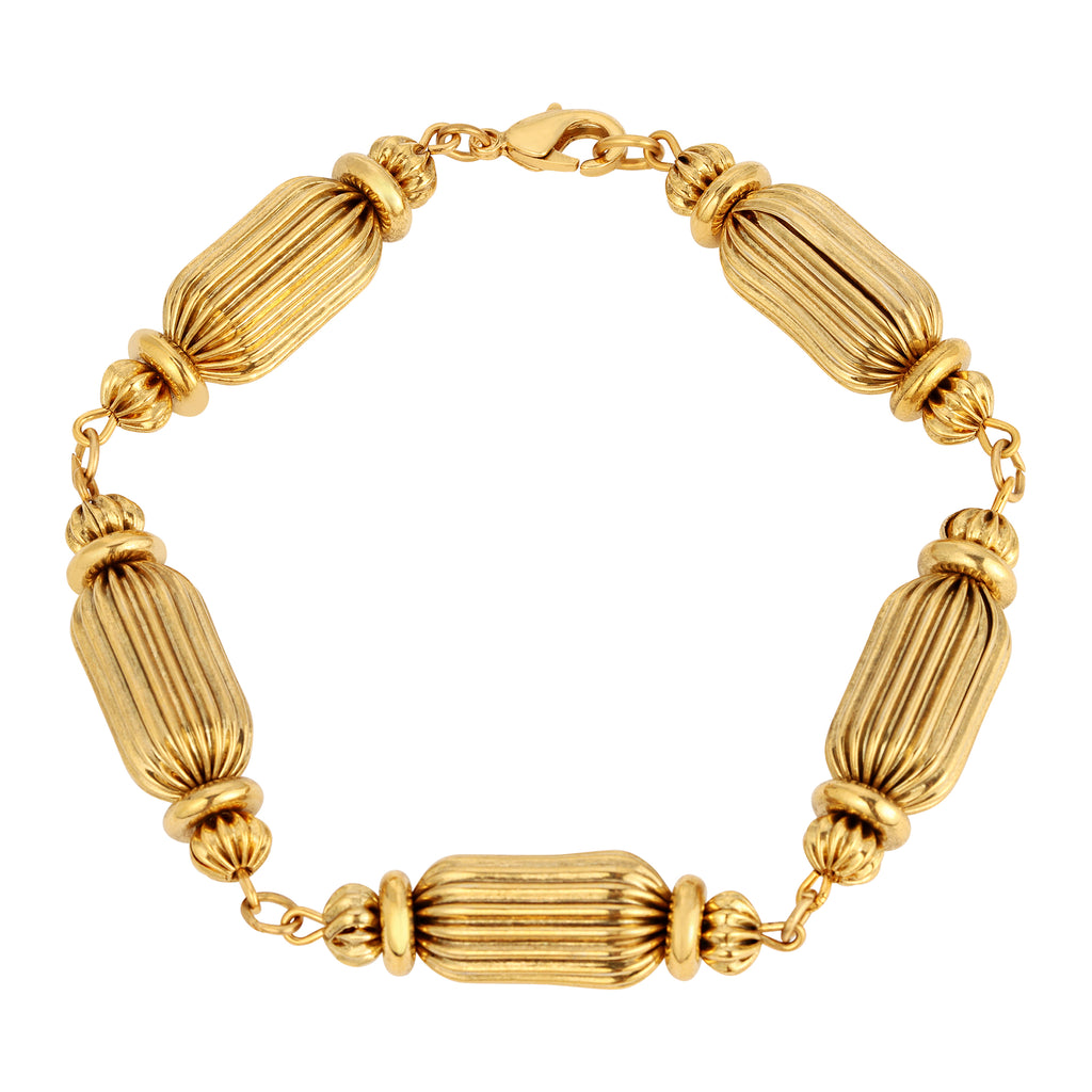 1928 Jewelry Gold Rondelle Glam Beads Link Bracelet