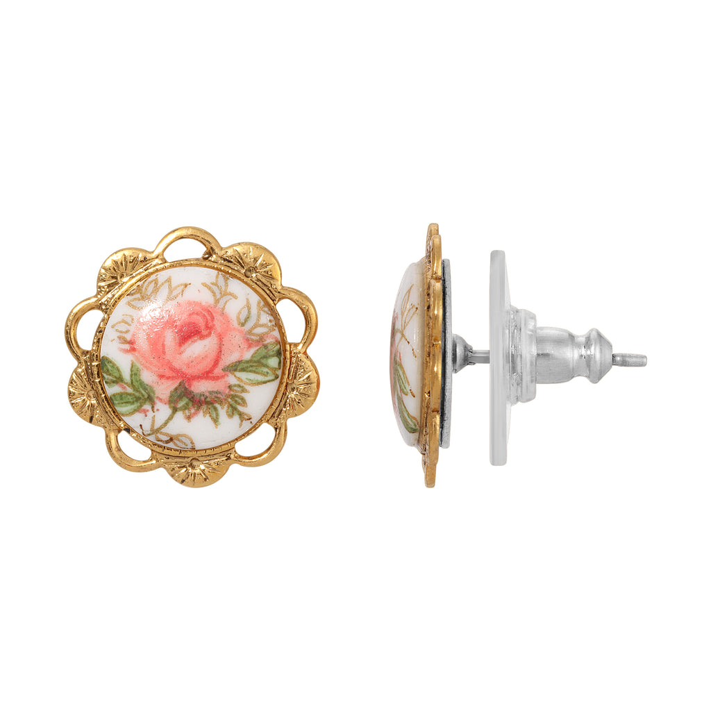 1928 Jewelry Garden Pink Rose Stud Earrings