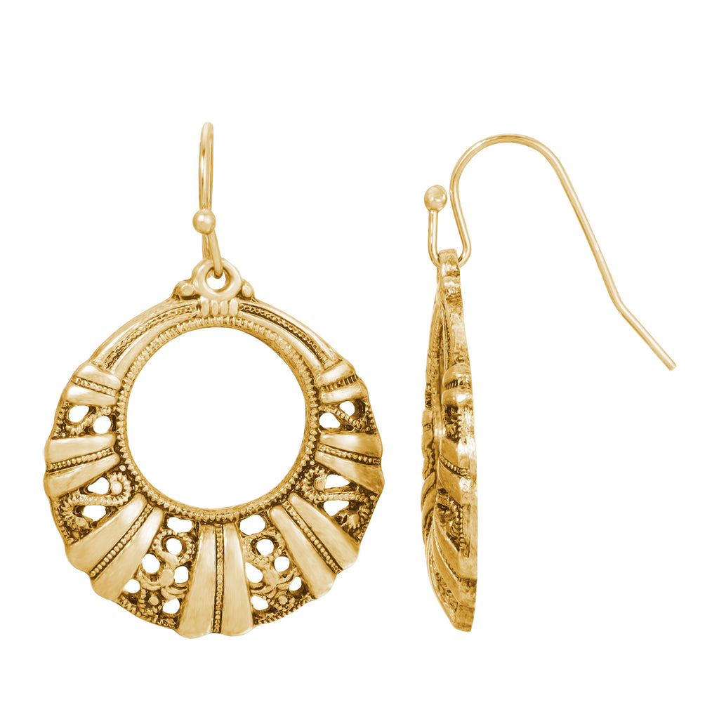 1928 Jewelry Classic Decorative Round Hoop Drop Earrings