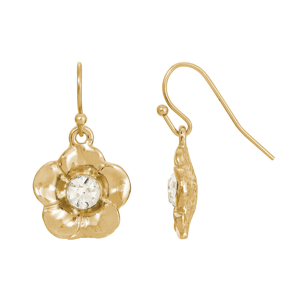 1928 Jewelry Flower & Crystal Drop Earrings