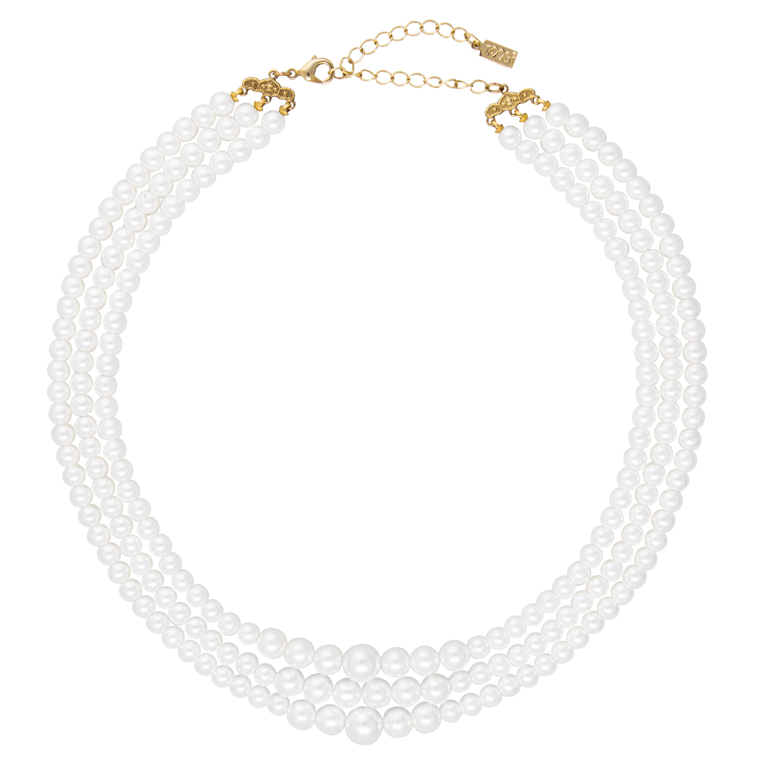 Marvella NWT Vintage Small Medium Faux Pearls White 3 Strand Choker  Necklace