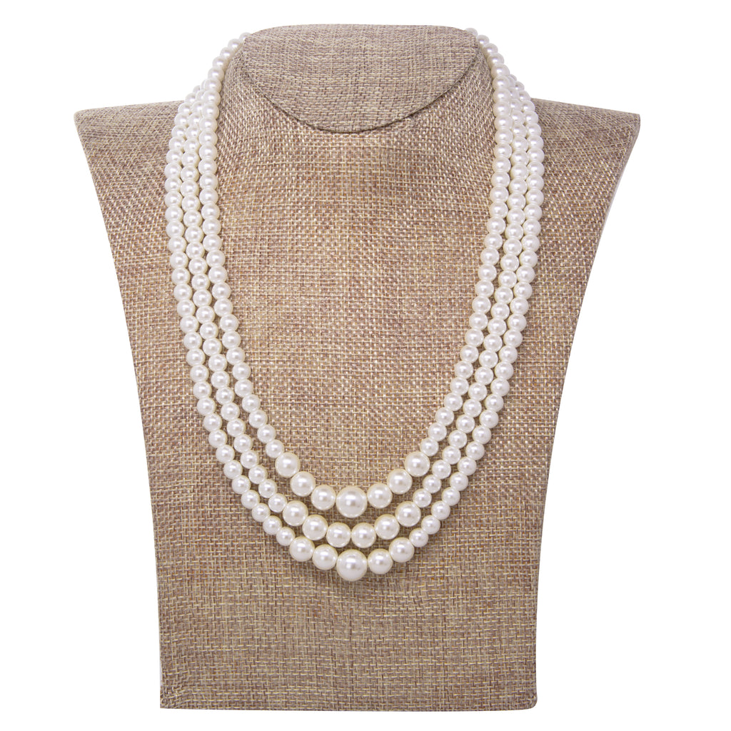 1928 jewelry classic 3 strand faux pearl necklace 16 3 extender