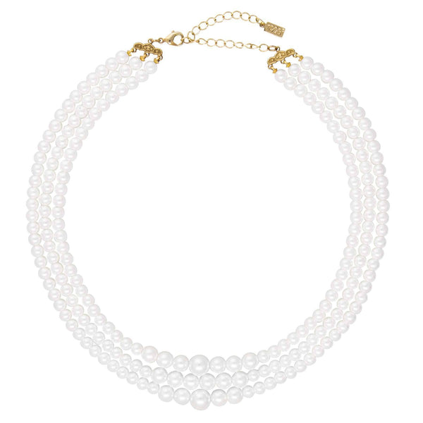 1928 Jewelry Classic 3 Strand Faux Pearl Necklace 16