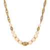 1928 Jewelry Faux Pearl Corrugated & Swirl Bead Link Chain Necklace 16