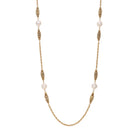 1928 Jewelry White Orbit & Gold Beaded Chain Necklace 42"