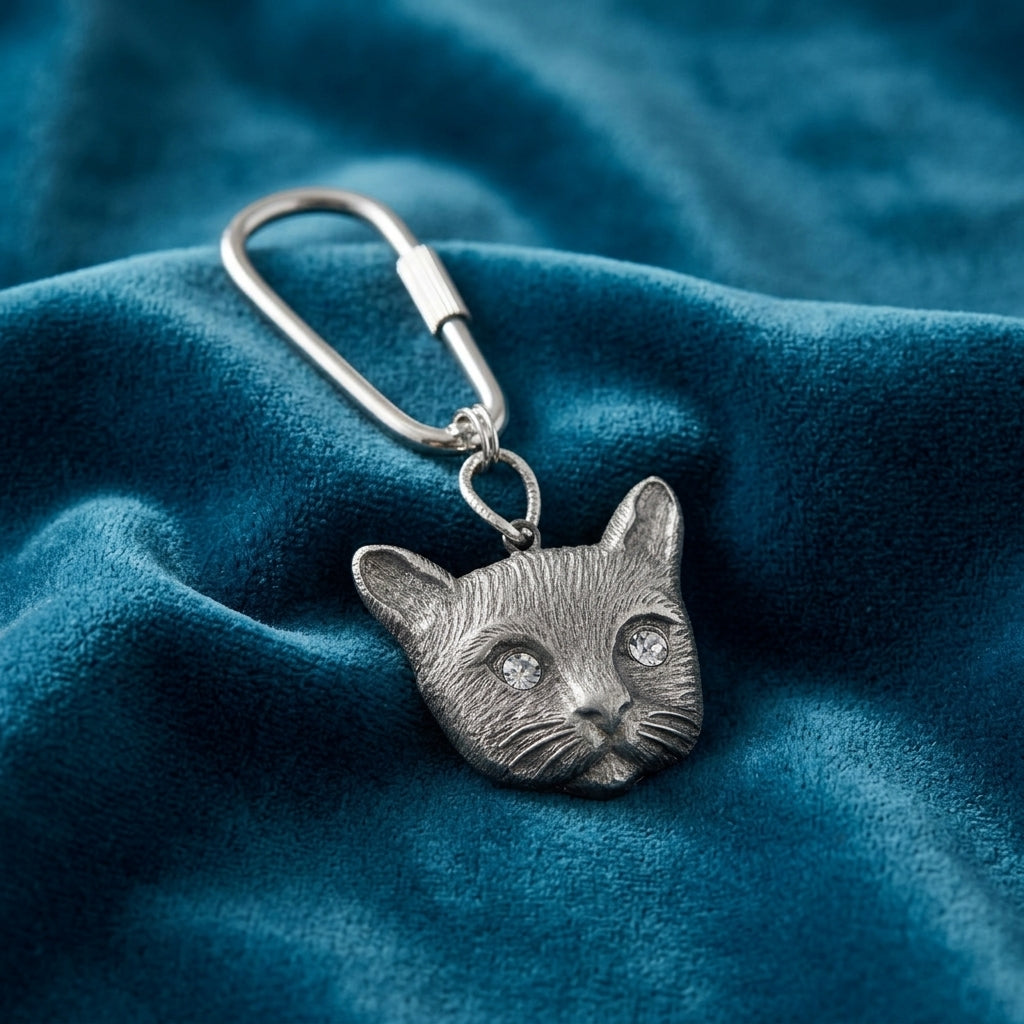 Crystal Eyes Kitty Cat Carabiner Key Chain – 1928 Jewelry