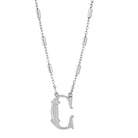 Silver Old Fashioned Initial 'C' Pendant Necklace 15" + 3" Extender