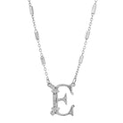 Silver Old Fashioned Initial 'E' Pendant Necklace 15" + 3" Extender