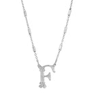 Silver Old Fashioned Initial 'F' Pendant Necklace 15" + 3" Extender
