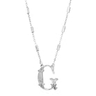 Silver Old Fashioned Initial 'G' Pendant Necklace 15" + 3" Extender