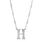 Silver Old Fashioned Initial 'H' Pendant Necklace 15" + 3" Extender