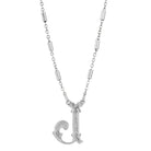 Silver Old Fashioned Initial 'J' Pendant Necklace 15" + 3" Extender