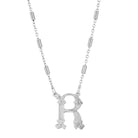 Silver Old Fashioned Initial 'R' Pendant Necklace 15" + 3" Extender