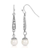 1928 Jewelry Deco Crystal Faux Pearl Dangling Earrings