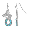 1928 Jewelry Turquoise Crystal Horseshoe Horse Drop Earrings