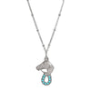 1928 Jewelry Equestrian Elegance Turquoise Crystal Pendant Necklace 16
