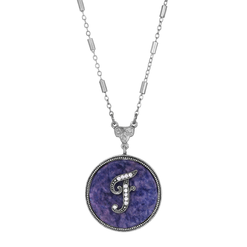 1928 Jewelry Blue Sodalite Gemstone Initial Necklace 18"L F