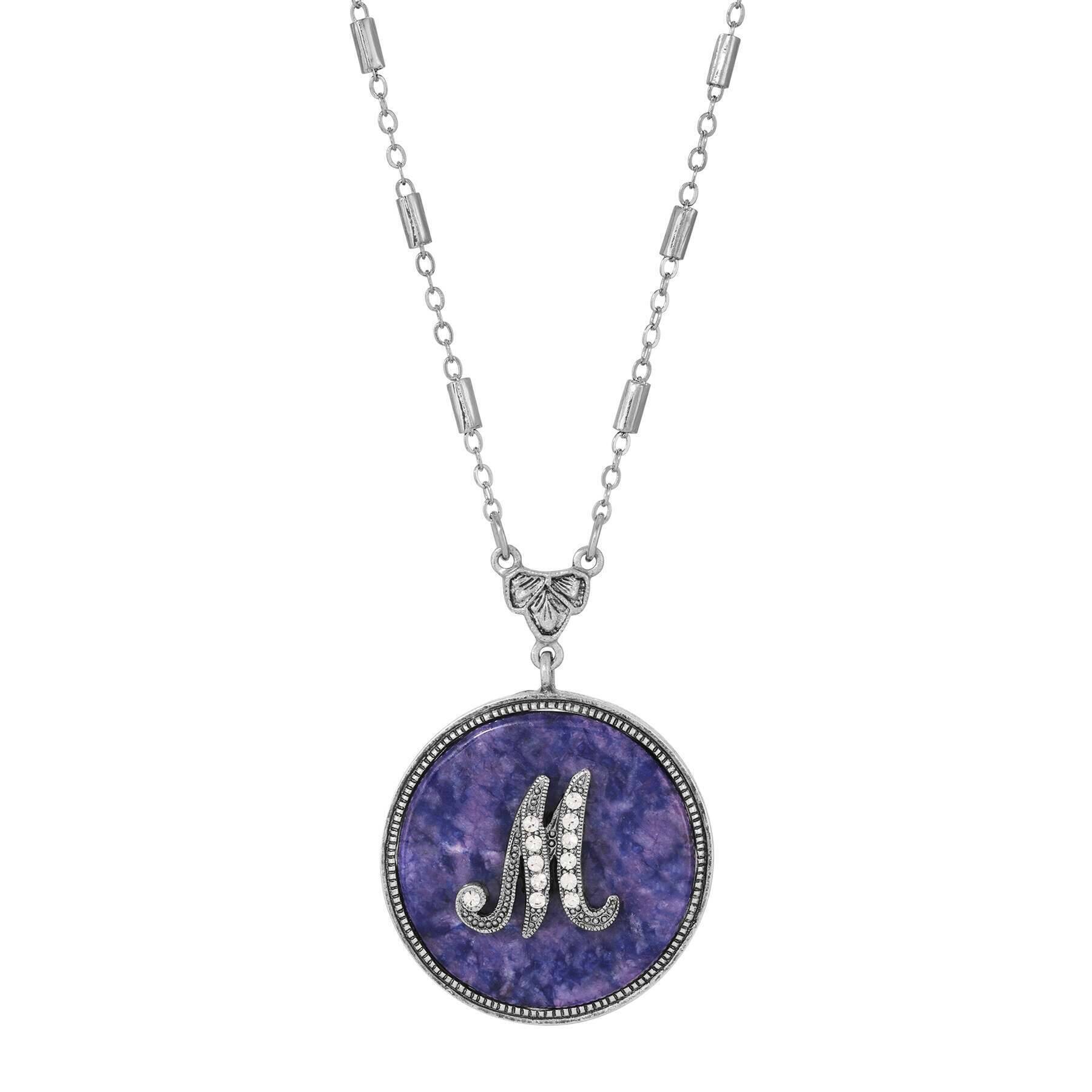 1928 Jewelry Blue Sodalite Gemstone Initial Necklace 18"L