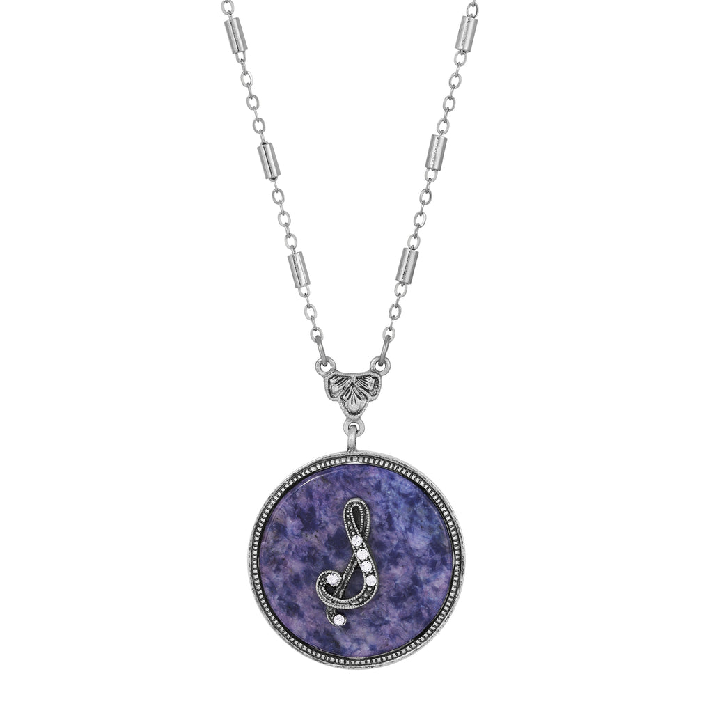 1928 Jewelry Blue Sodalite Gemstone Initial Necklace 18"L S