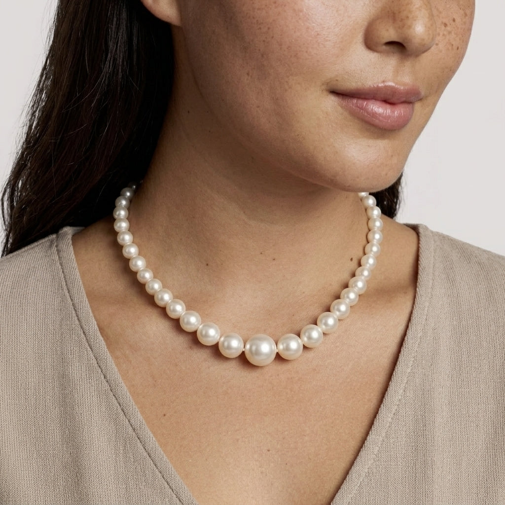 ベール 1928 Jewelry Classic Graduated Glass Faux Pearl Strand Necklace 18