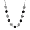 1928 Jewelry Fleawort Flower Crystal & Round Black Austrian Channel Crystal Flower Necklace 16