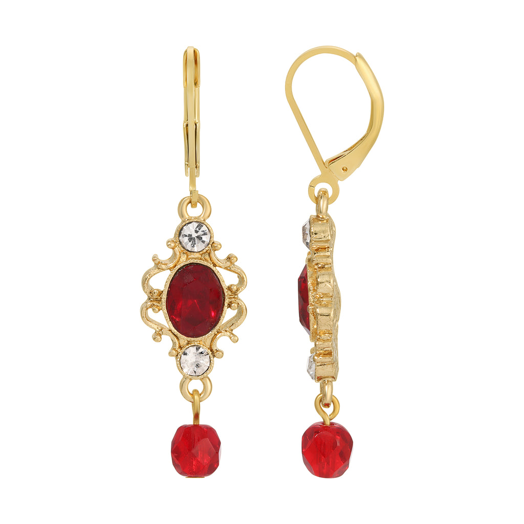 Belle Epoch Red Crystal Dangling Earrings