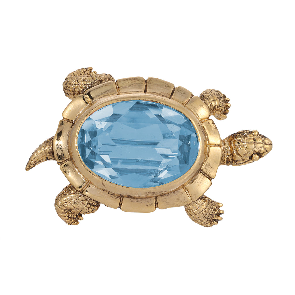 1928 Jewelry Galápagos Tortoise Austrian Crystal Pin
