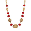 1928 Jewelry Siam Red Crystal Gold Beaded Necklace 18