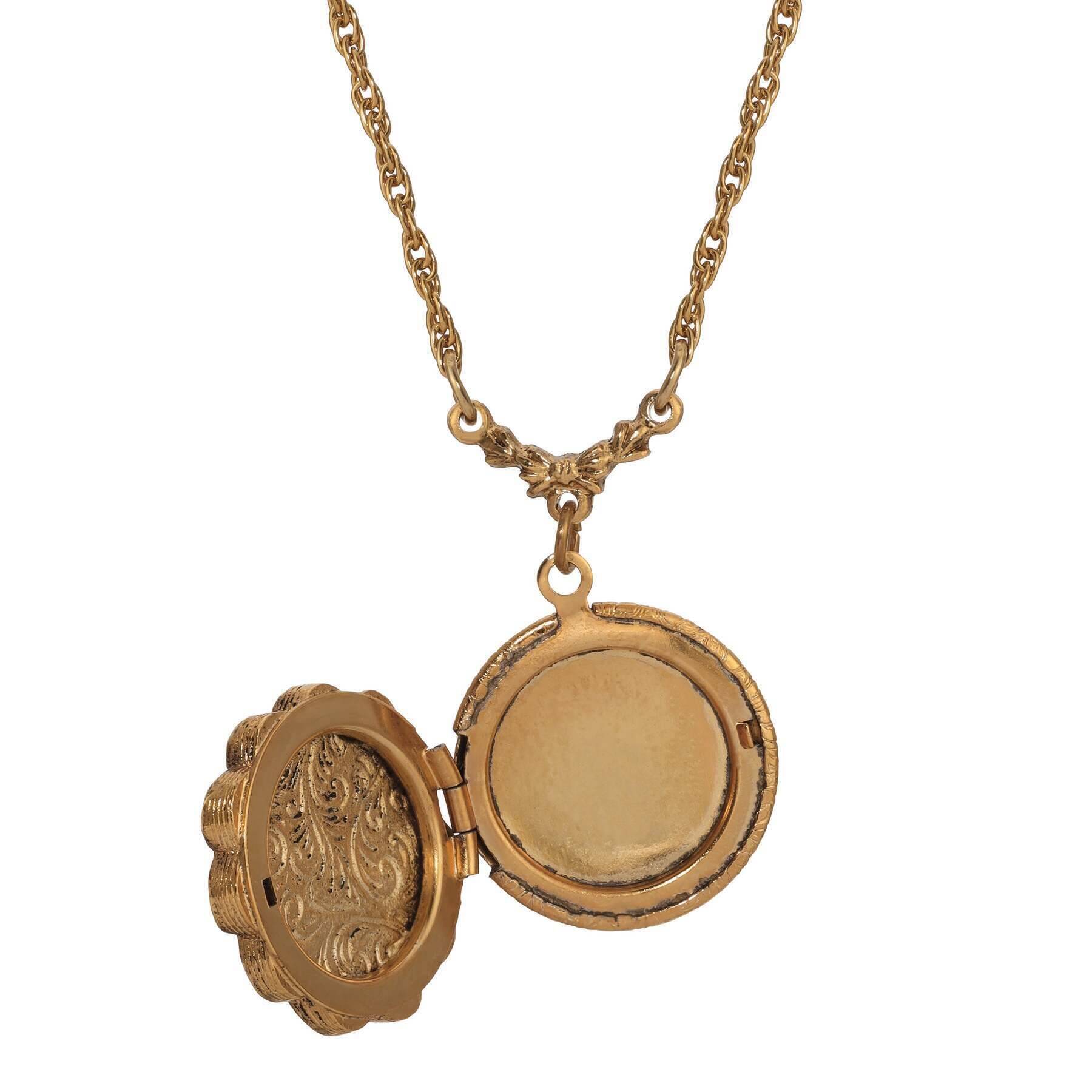 1928 Jewelry Artisan Pink Rosebud Locket Necklace 16" + 3" Extension