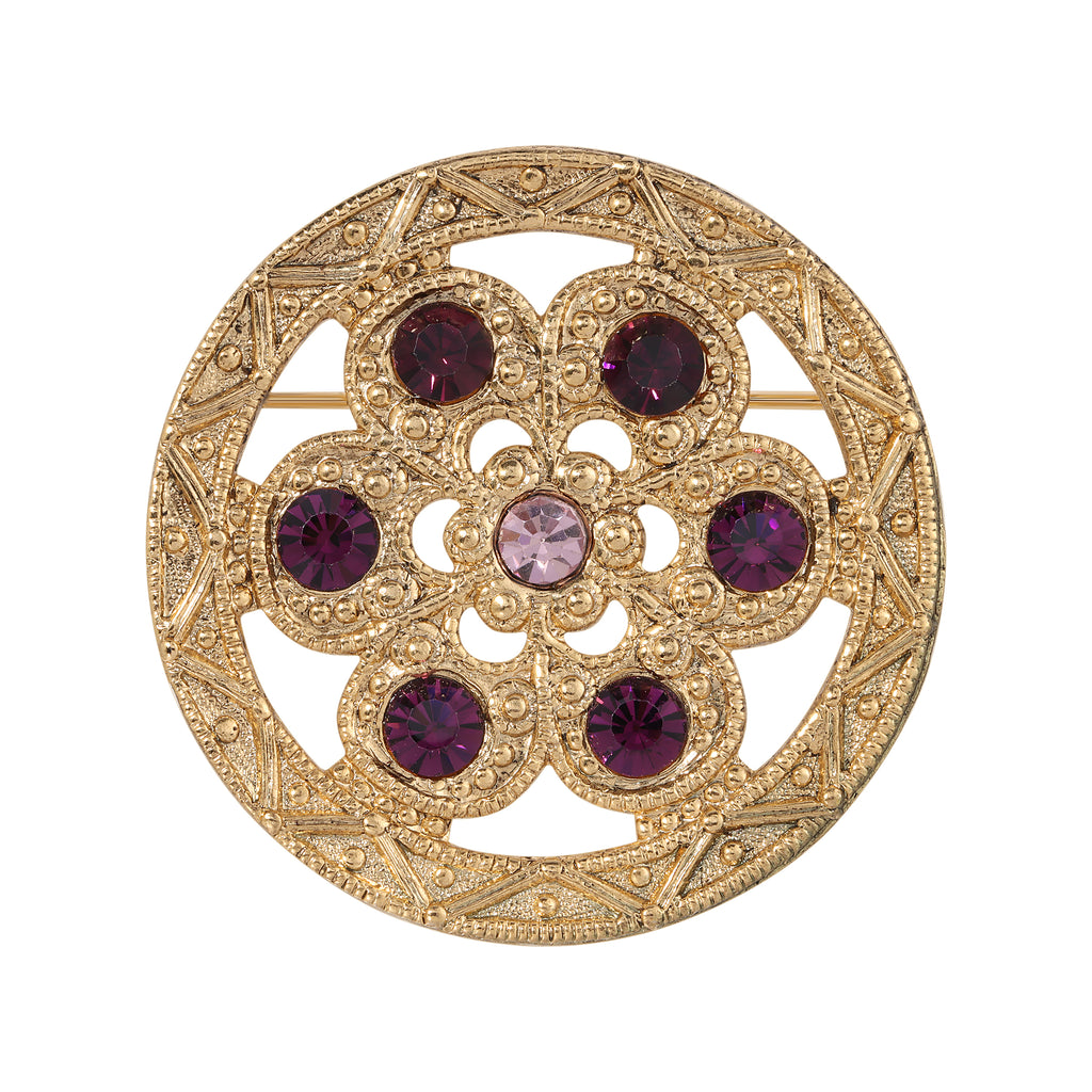 Fleur Royale Purple Amethyst Crystal Pin