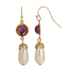 1928 Jewelry Cabochon Stones & Pear Shaped Faux Pearl Dangle Earrings