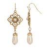 1928 Jewelry Golden Allure Teardrop Faux Pearl Dangling Earrings