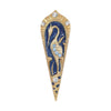 1928 Jewelry Deco Crane Blue Enamel Austrian Crystal Pin