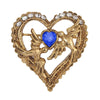 1928 Jewelry Crystal Heart Love Birds Pin