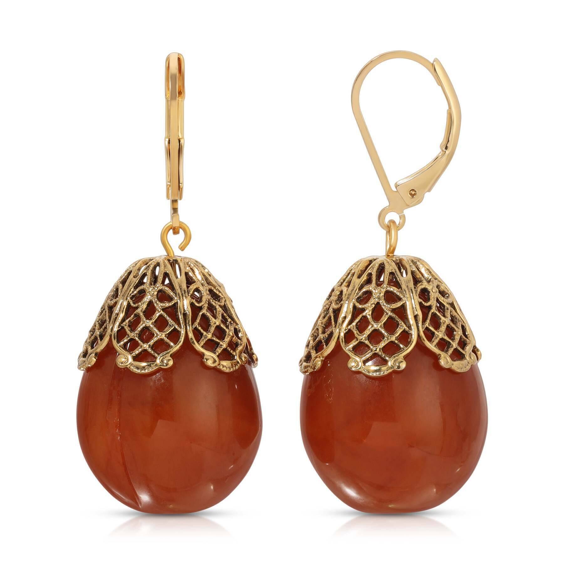 1928 Jewelry Filigree Pear Shaped Drop Earrings
