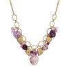 1928 Jewelry Irregular Milky Amethyst & Gold Leaf Charms Necklace 16