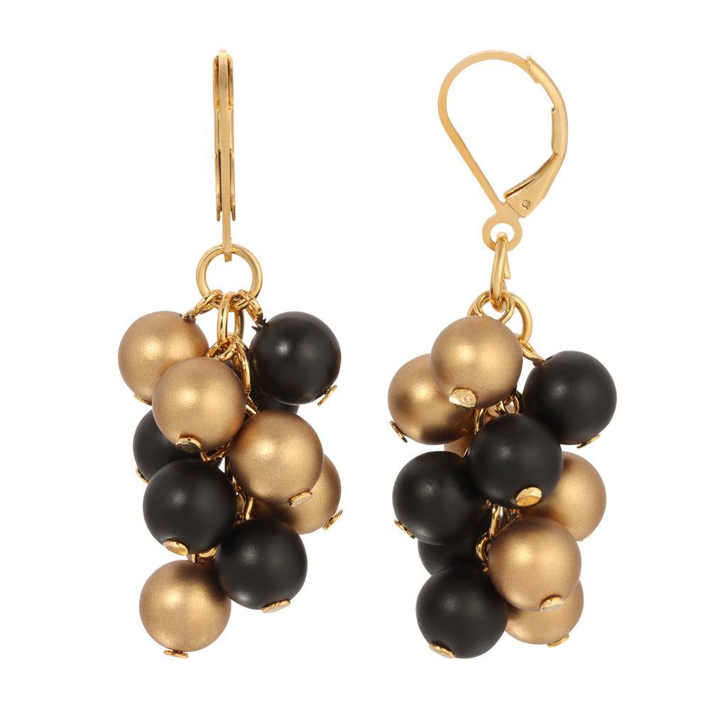 1928 Jewelry Midnight Glam Grape Cluster Beaded Drop Earrings