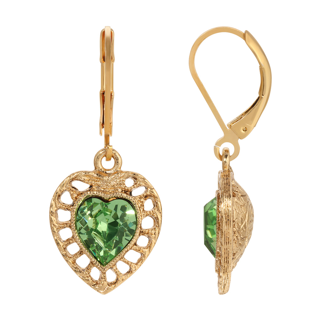 1928 Jewelry Sentimental Crystal Heart Drop Earrings