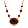 1928 Jewelry Radiant Siam Red Oval Stone & Glass Crystal Pendant Necklace 16