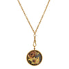 1928 Jewelry Round Multicolor Flower Glass Swivel Pendant Locket Necklace 28