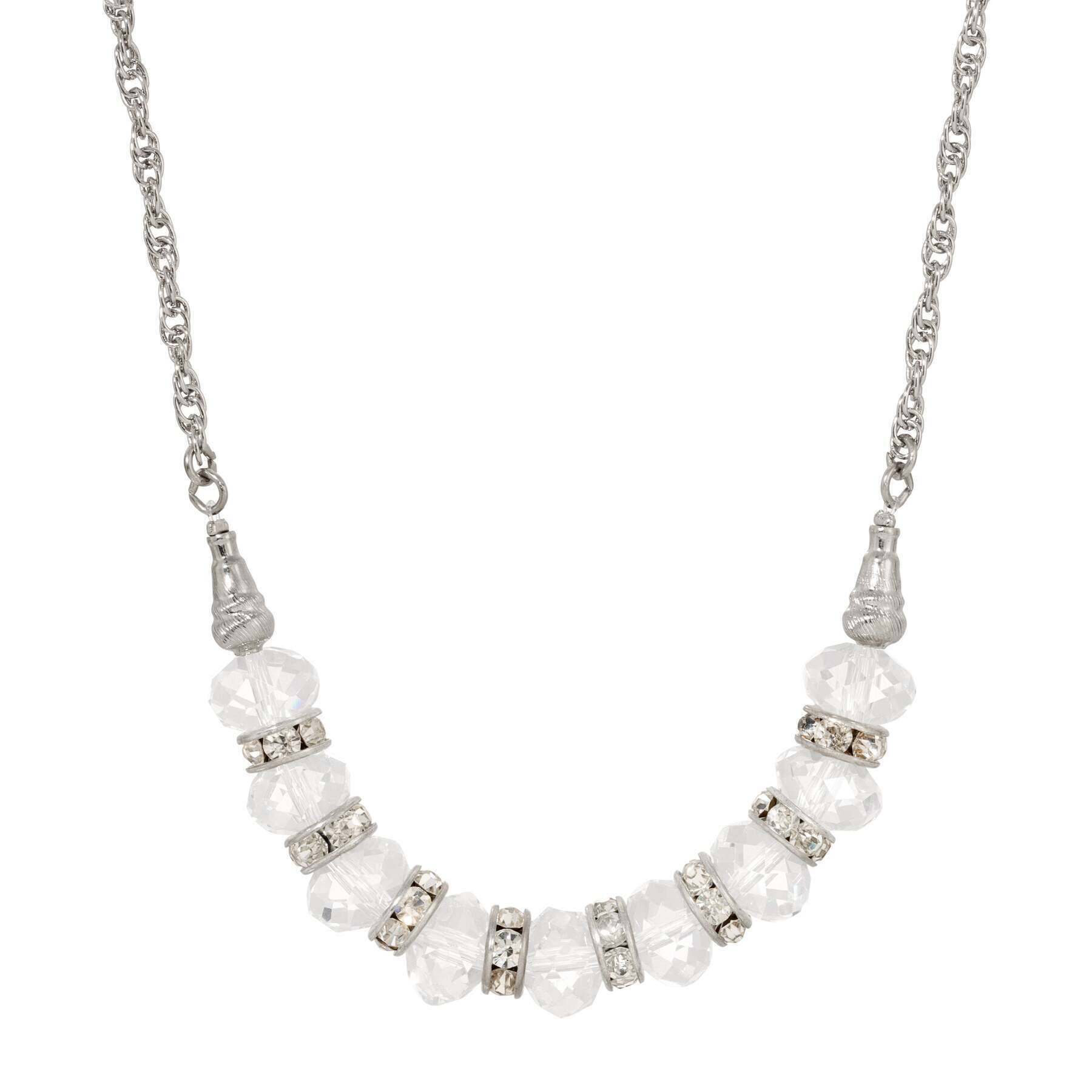 1928 Jewelry Luxueuse Crystal Beaded Chain Necklace 16" + 3" Extension