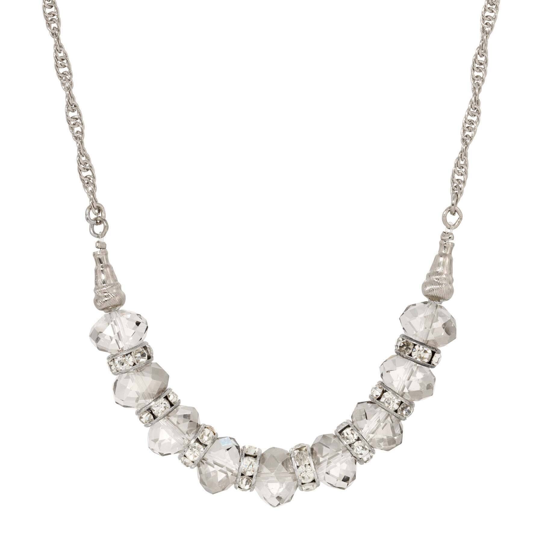 1928 Jewelry Luxueuse Crystal Beaded Chain Necklace 16" + 3" Extension