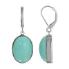 1928 Jewelry Oval Turquoise Glass Stone Drop Earrings