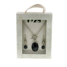 1928 Jewelry Black Stone Earrings & Pendant Necklace Set 16" + 3" Extender
