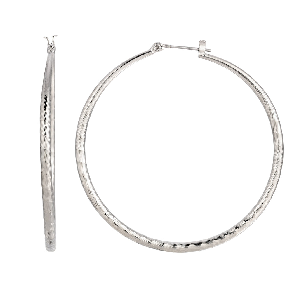 2028 Jewelry Silver Extra Large Hoop Earrings With Design
