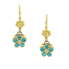 1928 Jewelry Turquoise Crystal Color Flower Drop Earrings
