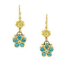 1928 Jewelry Turquoise Crystal Color Flower Dangle Earrings