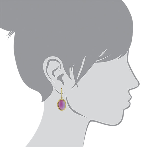 1928 Jewelry Pink Oval Moonstone Drop Earrings