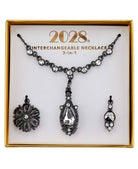 2028 Jewelry 3-In-1 Crystal Teardrop Interchangeable Necklace Set 16" + 3" Extender