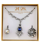 2028 Jewelry 3-In-1 Bridal Octagon Crystal Interchangeable Necklace Set 16" + 3" Extender